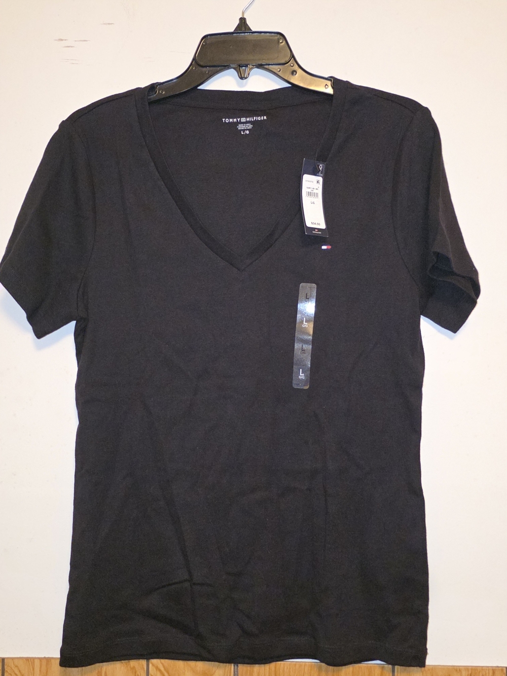 Tommy Hilfiger Black V-Neck Short Sleeve Tee